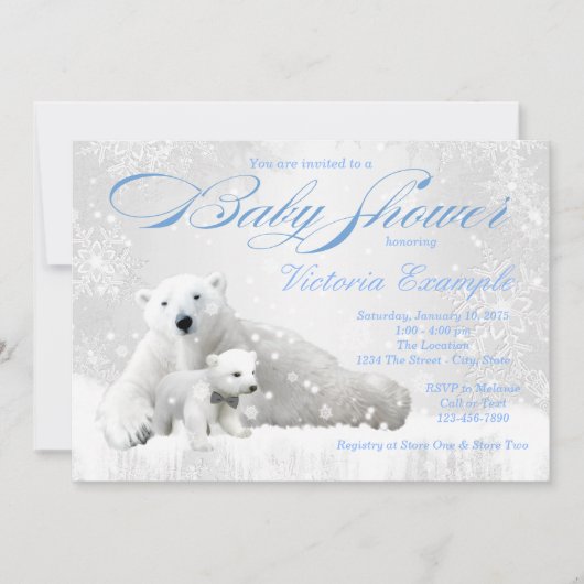 Polar Bear Winter Baby Shower Einladung (Vorderseite)
