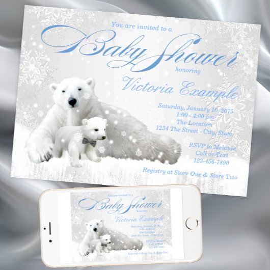 Polar Bear Winter Baby Shower Einladung