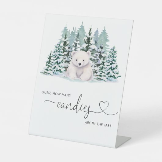 Polar Bear Winter Baby Shower schätzt wie viel Spi Sockelschild (Vorderseite)