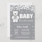 Polar Bear Winter Baby Shower Snowflake Einladung (Vorderseite)