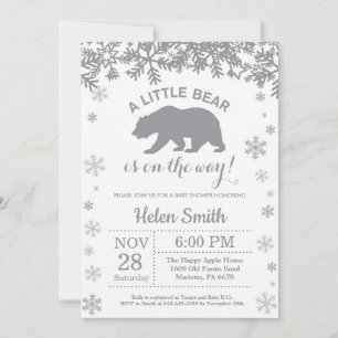 Polar Bear Winter Baby Shower Snowflake Einladung