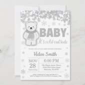 Polar Bear Winter Baby Shower Snowflake Einladung (Vorderseite)