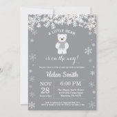 Polar Bear Winter Baby Shower Snowflake Einladung (Vorderseite)