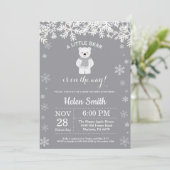 Polar Bear Winter Baby Shower Snowflake Einladung (Stehend Vorderseite)
