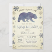 Polar Bear Winter Blue Boy Baby Showflake Einladung (Vorderseite)