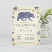 Polar Bear Winter Blue Boy Baby Showflake Einladung (Stehend Vorderseite)