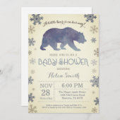 Polar Bear Winter Blue Boy Baby Showflake Einladung (Vorne/Hinten)