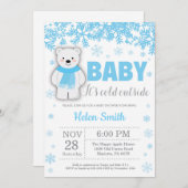 Polar Bear Winter Blue Boy Babydusche Schneeflocke Einladung (Vorne/Hinten)