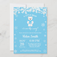 Polar Bear Winter Blue Boy Babydusche Schneeflocke