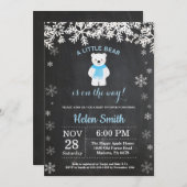 Polar Bear Winter Boy Babydusche Halbpension Einladung (Vorne/Hinten)