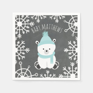 Polar Bear Winter Boy Babydusche Napkins Serviette