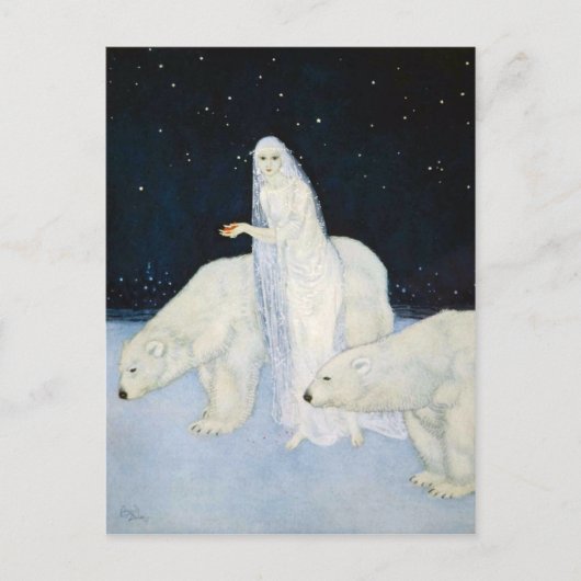 Polar Bear Winter Magic Postcards = Edmund Dulac Postkarte (Vorderseite)