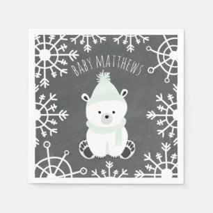 Polar Bear Winter Neutral Baby Shower Napkins Serviette