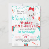 Polar Bear Winter One-derland Birthday Einladung (Vorderseite)