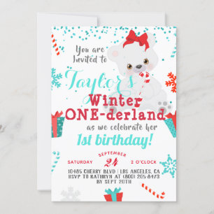 Polar Bear Winter One-derland Birthday Einladung