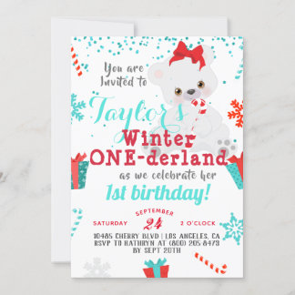 Polar Bear Winter One-derland Birthday Einladung