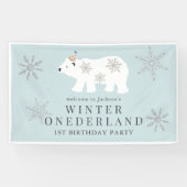 Polar Bear Winter Onederland Blue 1. Geburtstag Banner (Horizontal)