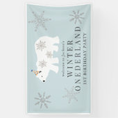 Polar Bear Winter Onederland Blue 1. Geburtstag Banner (Vertikal)