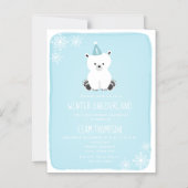 Polar Bear Winter Onederland Blue 1. Geburtstag Magneteinladung (Vorderseite)