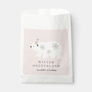 Polar Bear Winter Onederland Pink 1. Geburtstag Geschenktütchen
