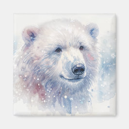 Polar Bear Winter Watercolor Magnet