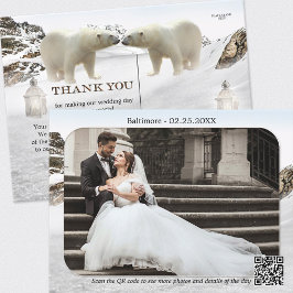 Polar Bear Winter Wedding Photo Thank You Postcard Postkarte