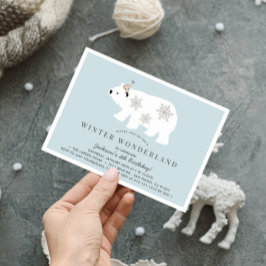 Polar Bear Winter Wonderland Blue Birthday Einladung