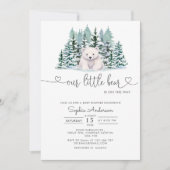 Polar Bear Winter Woodland Minimalistisch Babydusc Einladung (Vorderseite)