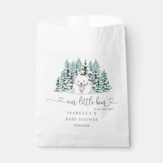 Polar Bear Winter Woodland Minimalistisch Babydusc Geschenktütchen (Vorderseite)