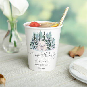 Polar Bear Winter Woodland Minimalistisch Babydusc Pappbecher