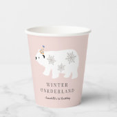 Polar Bear Winter Wunderland Pink 1. Geburtstag Pappbecher (Vorderseite)