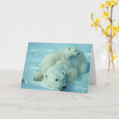 Polar bear with cub karte (Gelbe Blume)