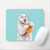 Polar Bear with Glasses - Geeky Book Lover Mousepad (Mit Mouse)