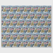 Polar Bear With Greenland and American Flags Geschenkpapier (Flach)