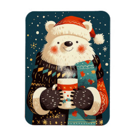 Polar Bear with Hot Chocolate Mug Magnet