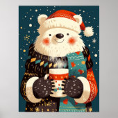Polar Bear with Hot Chocolate Mug Poster (Vorne)