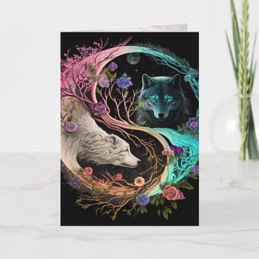 Polar Bear Wolf Yin Yang Graphic Arts Card Karte (Vorderseite)