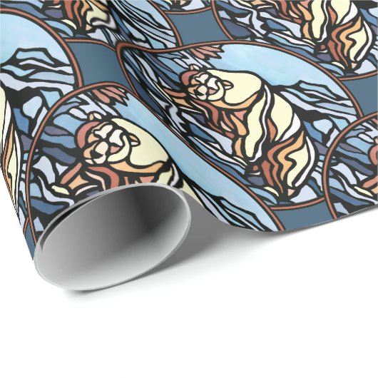 Polar Bear Wrapping Paper Tribal Art Gift Paper Geschenkpapier (Rolleneckpunkt)