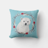 Polar Bear Wreath Kid's Christmas Floral Kissen (Vorderseite)