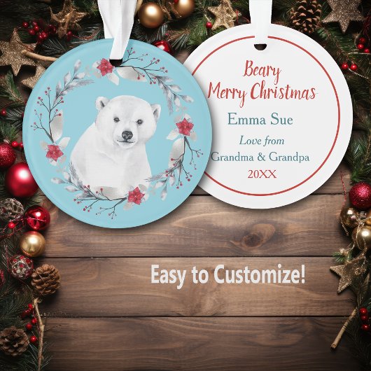 Polar Bear Wreath Kid's Weihnachtsschmuck Ornament