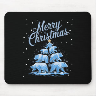 Polar Bear Xmas Tree Bears Weihnachtsbaum Merry Ch Mousepad