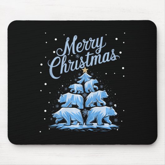 Polar Bear Xmas Tree Bears Weihnachtsbaum Merry Ch Mousepad (Vorne)