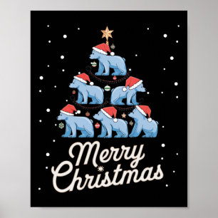 Polar Bear Xmas Tree Bears Weihnachtsbaum Merry Ch Poster