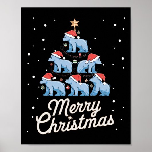 Polar Bear Xmas Tree Bears Weihnachtsbaum Merry Ch Poster (Vorne)