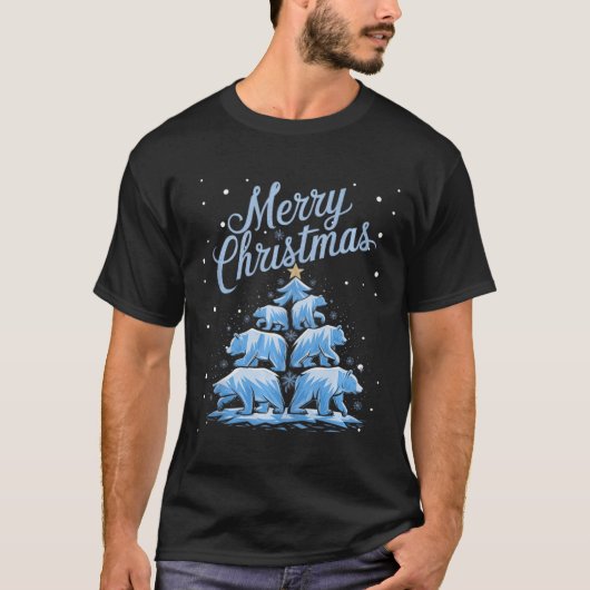 Polar Bear Xmas Tree Bears Weihnachtsbaum Merry Ch T-Shirt (Vorderseite)