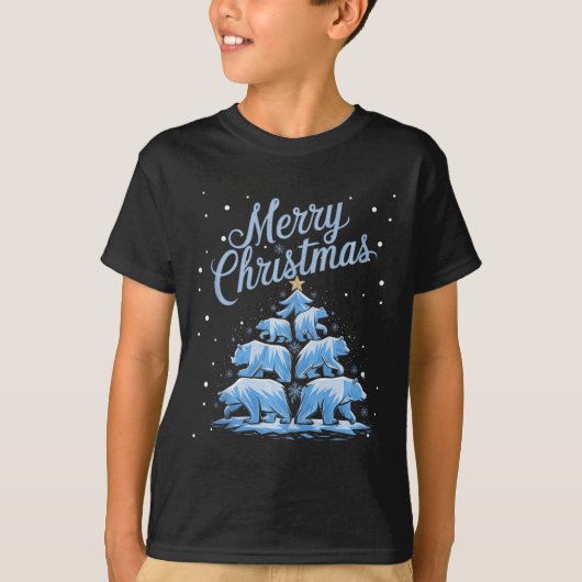 Polar Bear Xmas Tree Bears Weihnachtsbaum Merry Ch T-Shirt (Vorderseite)