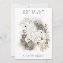 Polar Bears Beary Christmas Name White Feiertagskarte