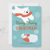 Polar Bears Beary Frohe Weihnachtskarte Einladung (Vorderseite)
