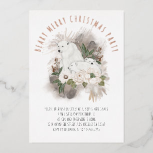 Polar Bears Beary Merry Weihnachtsfeier Luxus  Folieneinladung
