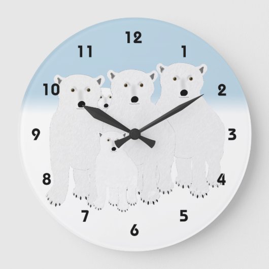 Polar Bears Clock Große Wanduhr (Vorderseite)